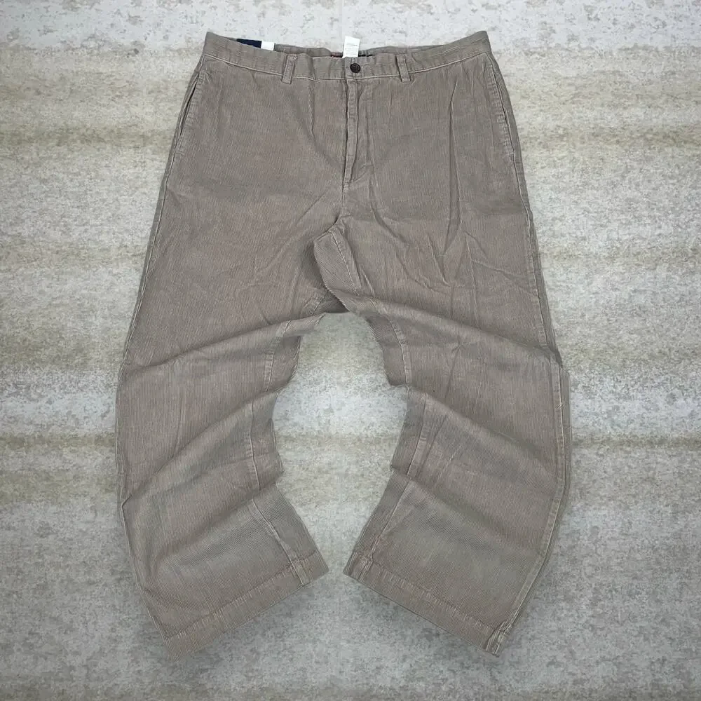 Vintage Y2K Chaps Corduroy Pants 38x30 Baggy Wide Leg Fit Tan Cotton NWT